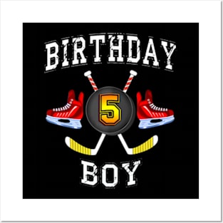 5Th Birthday Boy Ice Hockey 5 Years Old Kid Posters and Art